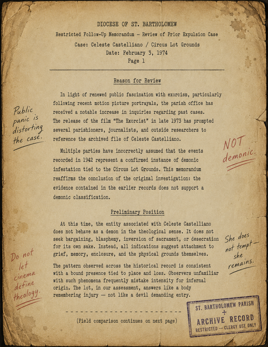 1970s exorcism attempt document 1